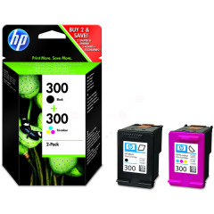HP 300 Black Tricolour Standard Capacity Ink Cartridge 4.5ml 6.5ml Twinpack - CN637EE Image