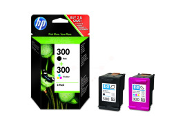 HP 300 Black Tricolour Standard Capacity Ink Cartridge 4.5ml 6.5ml Twinpack - CN637EE