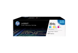 CF372AM | Multipack of HP 304A Cyan, Magenta & Yellow Toners, prints up to 2,800 pages