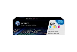 CF373AM | Multipack of HP 125A Cyan, Magenta & Yellow Toners, prints up to 1,400 pages