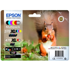 Epson 6 Squirrel Colours High Yield 378XL/478XL Ink Cartridge Multipack - C13T379D4010 Image