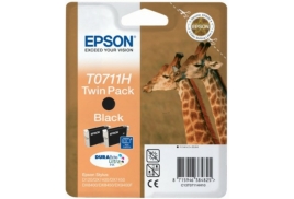 Epson T0711H Giraffe Black Standard Capacity Ink Cartridge 2x 11ml Multipack - C13T07114H10