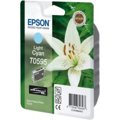 Original Epson T0595 (C13T05954010) Ink cartridge bright cyan, 520 pages, 13ml Image