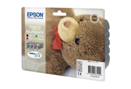 Epson T0615 Teddy Bear Black Colour Standard Capacity Ink Cartridge 4 x 8ml Multipack - C13T06154010
