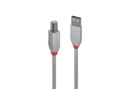 Lindy 1m USB 2.0 Type A to B Cable, Anthra Line, grey