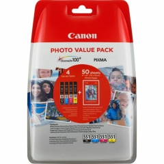 Original Canon CLI-551 (6508B005) Ink cartridge multi pack, 344 pages, 7ml, Pack qty 4 Image