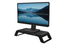 Fellowes Computer Monitor Stand with 3 Height Adjustments - Hana LT Monitor Riser - Ergonomic Adjustable Monitor Stand for Computers - Max Weight 22.6KG - Black
